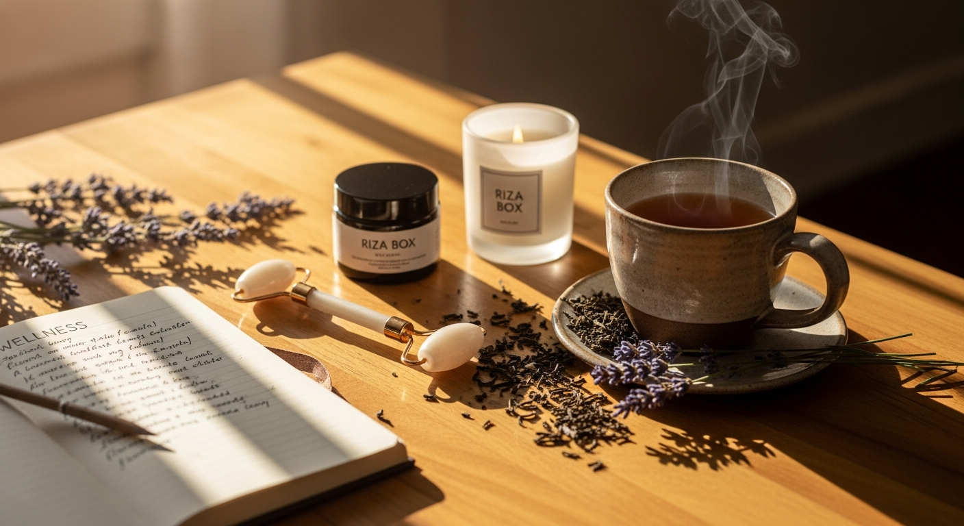 Riza Box collection featuring Raffaele Morelli's bestselling wellness books and Agenda della Felicità planning tool
