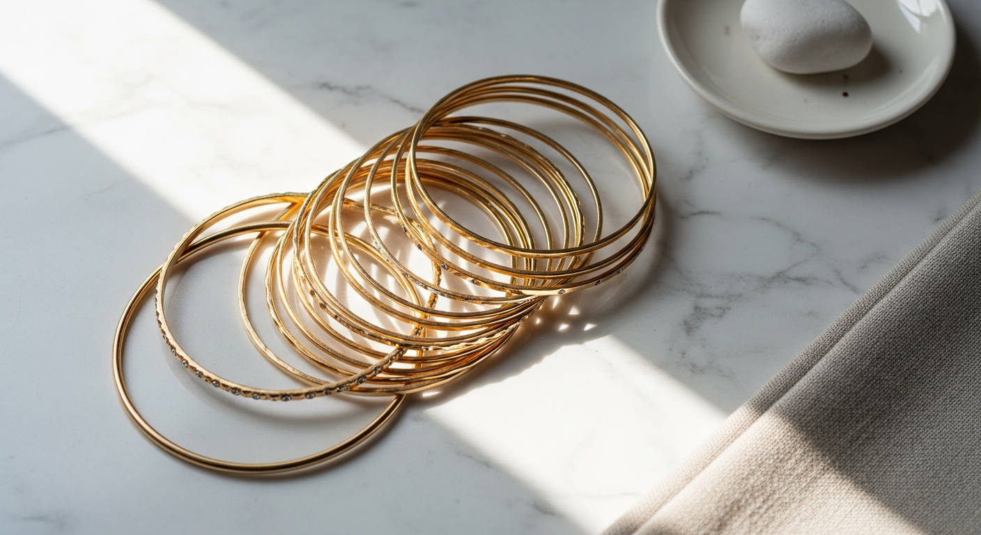 The Hole Bangle by Artizan Joyeria mixed metal stainless steel bangle bracelet displayed on wrist