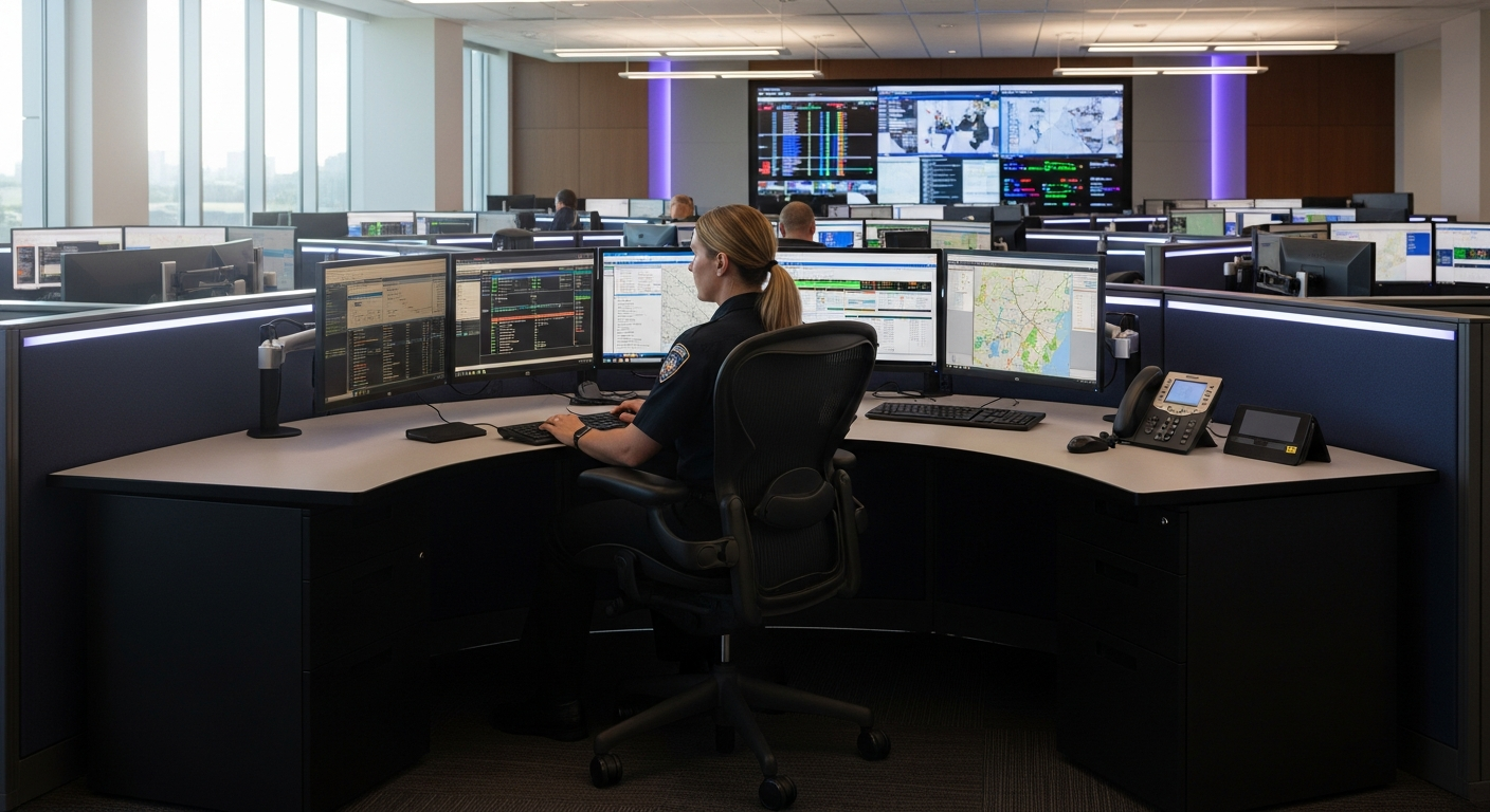 OFM 24/7 Heavy Duty Dispatch Chair in professional emergency dispatch center environment