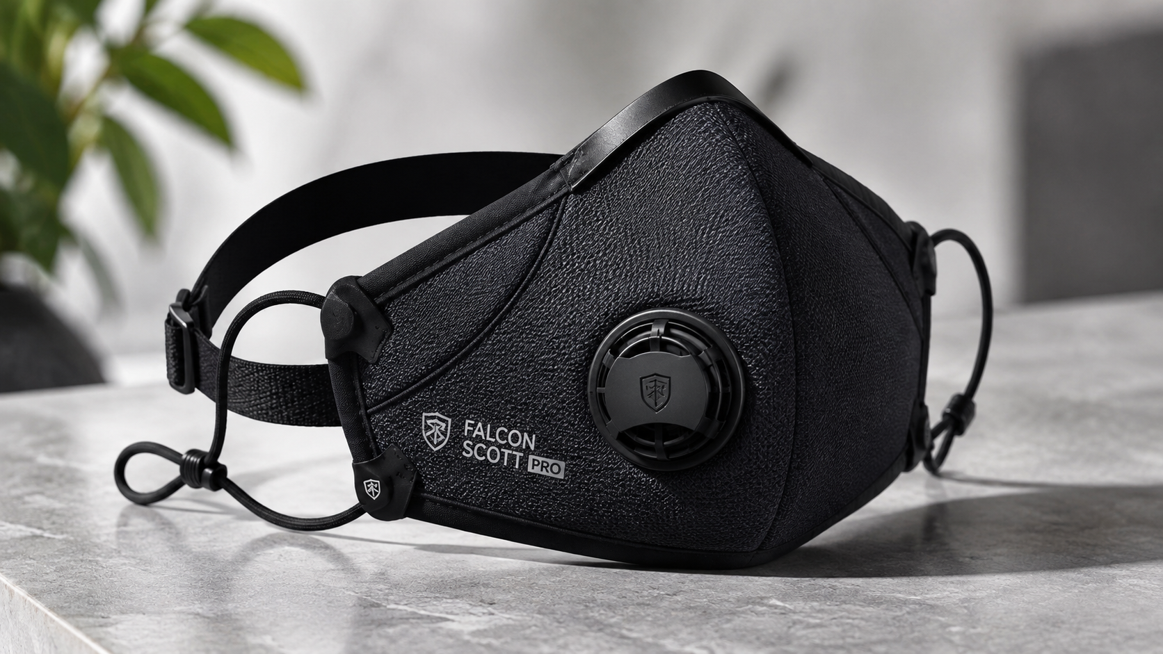 Falcon Scott PRO Mask review – black reusable respirator face mask with advanced filtration and exhalation valve for air pollution, dust, and smoke protection.