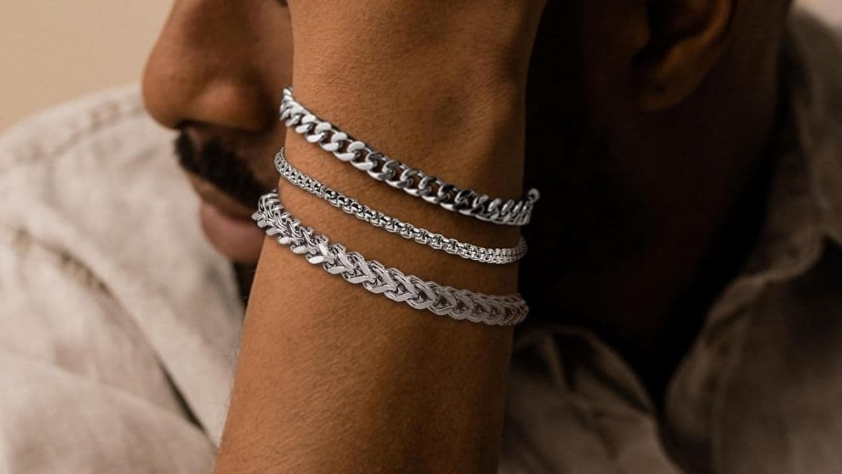 3 PCS Mens Bracelet Silver