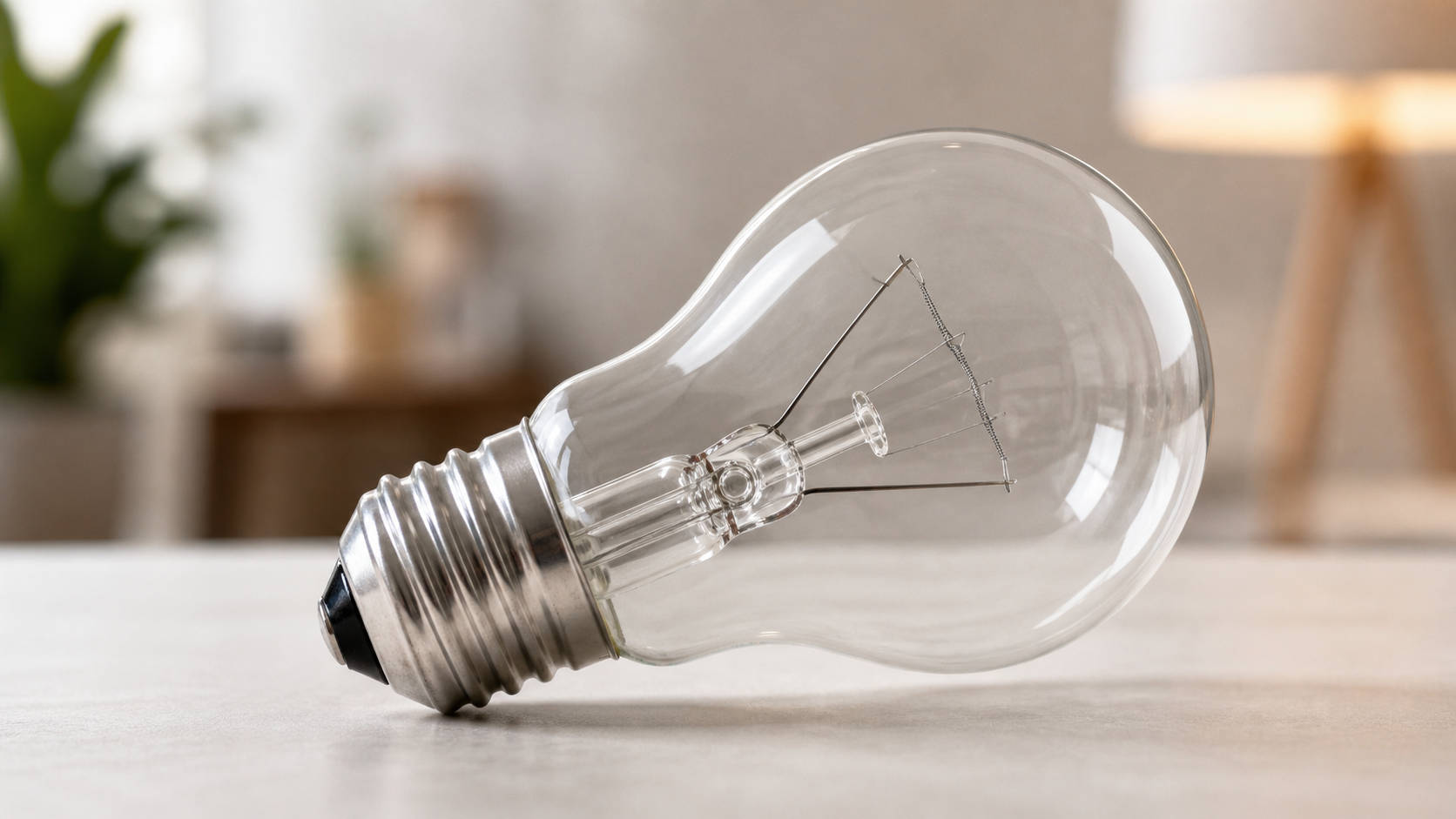 Budget E27 incandescent light bulb with clear glass design and screw fitting for European households