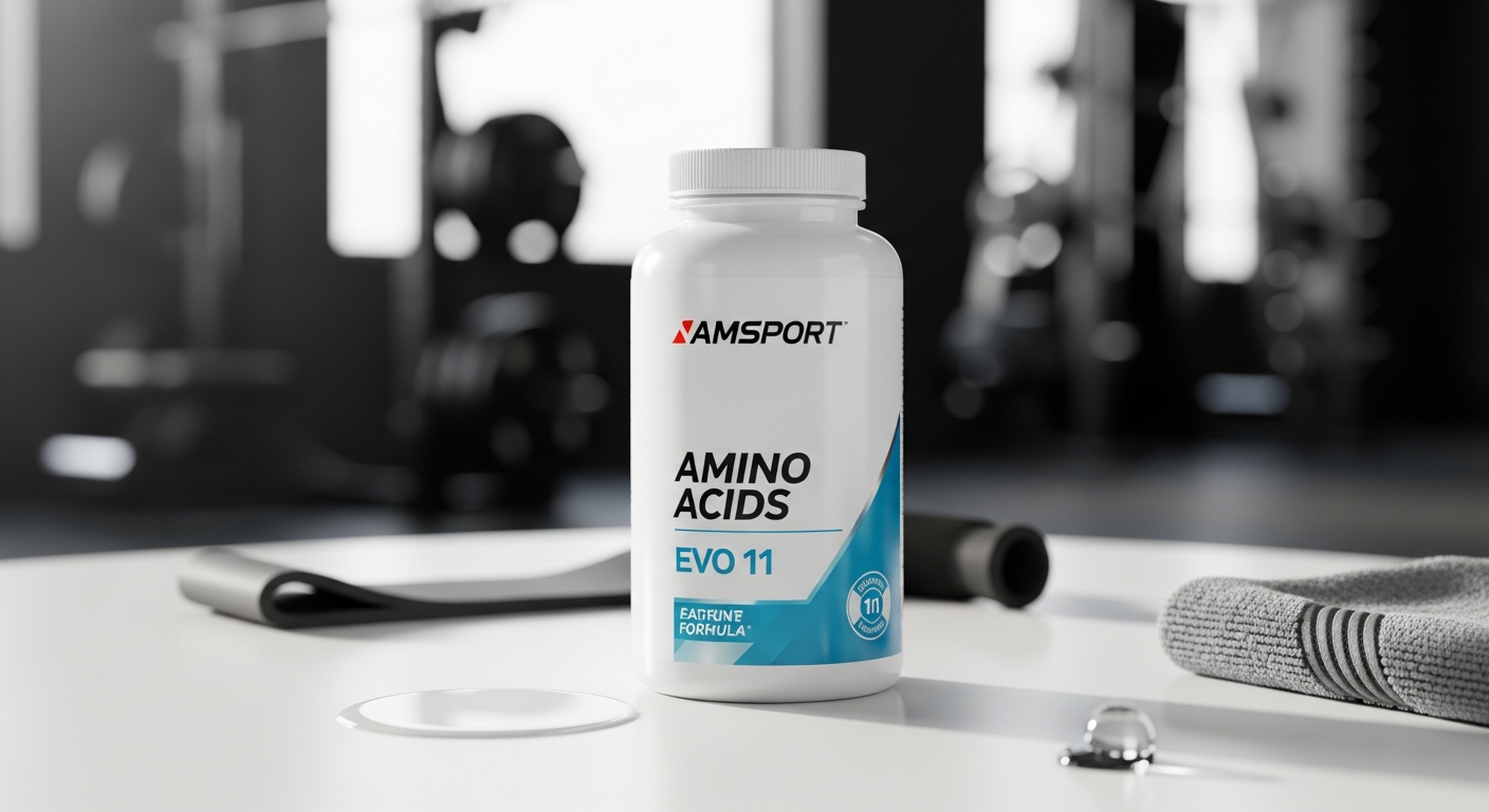 AMSPORT Amino Acids World Champion Formula EVO 11 supplement container with premium sports nutrition branding