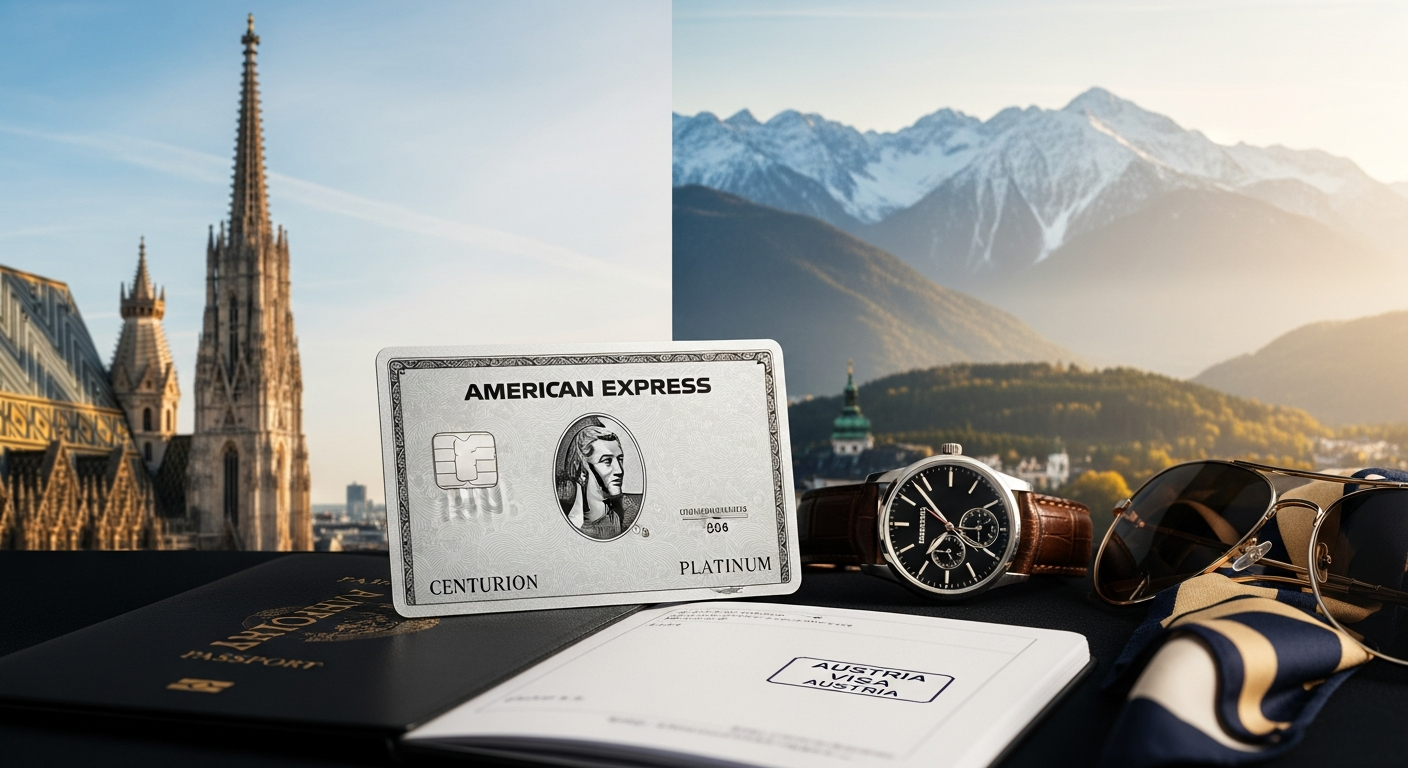 American Express Platinum Card Austria with premium benefits and travel perks displayed