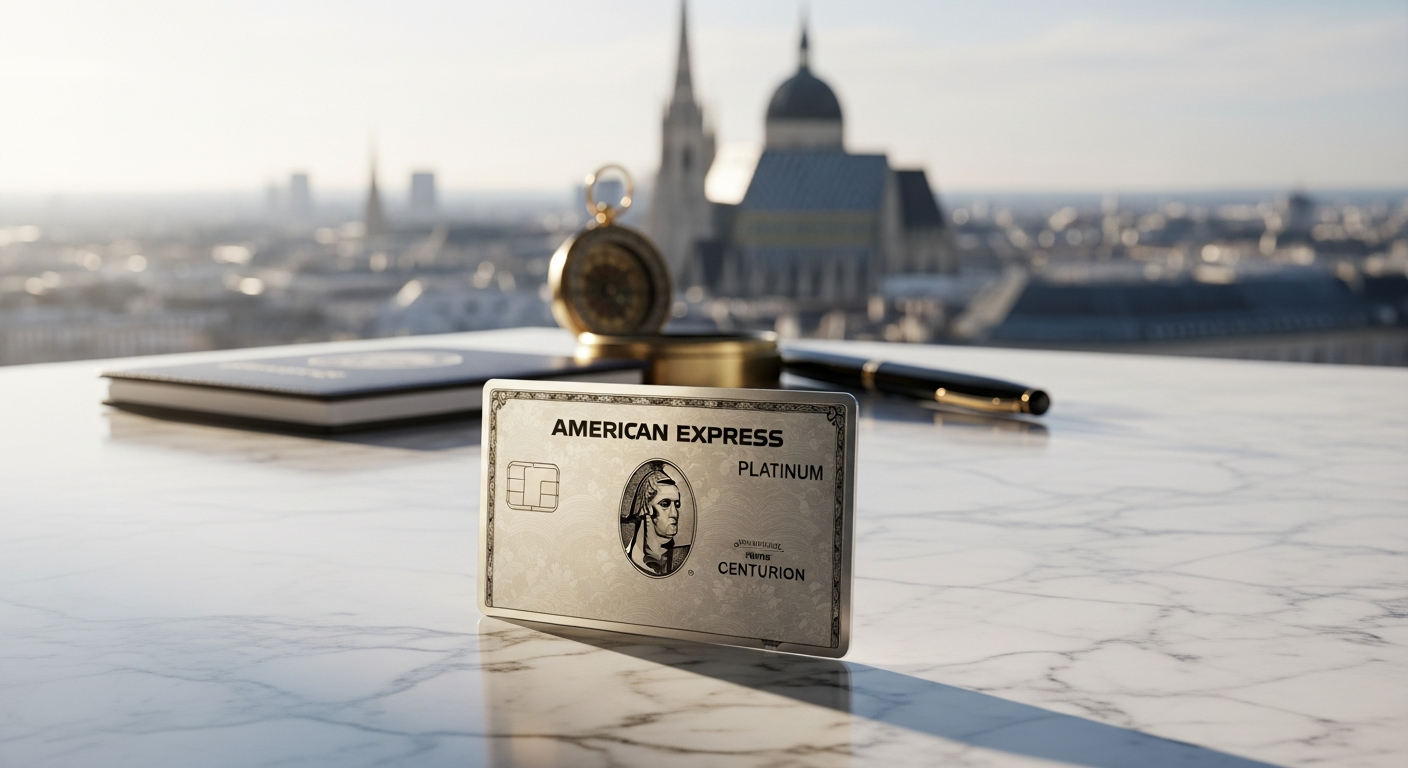 American Express Platinum Card Austria with metal finish and luxury design on premium background