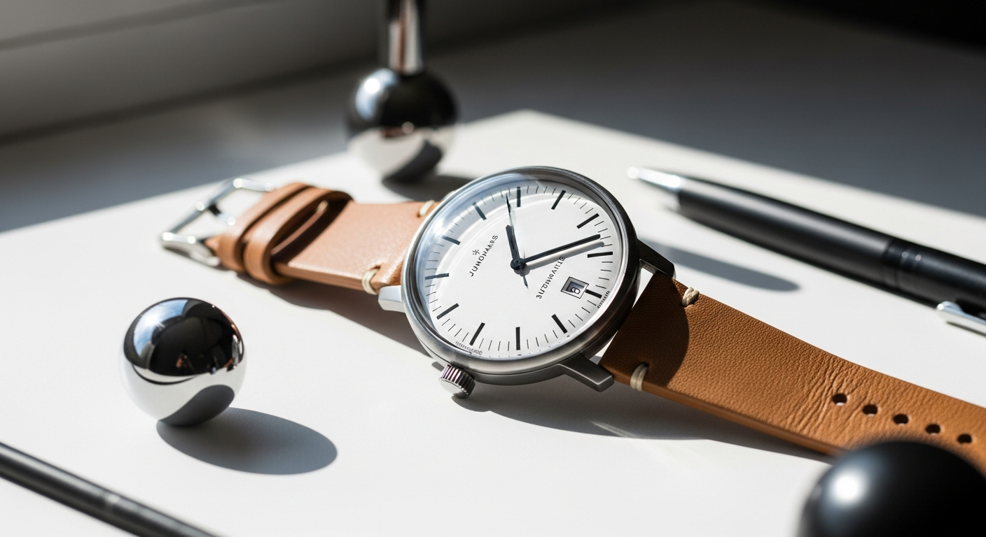 Junghans Max Bill Automatic minimalist Bauhaus watch with clean dial and domed sapphire crystal