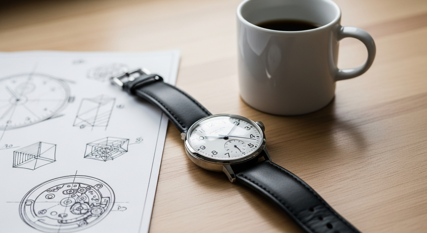 Junghans Max Bill Handaufzug manual-winding watch with minimalist Bauhaus dial design and stainless steel case