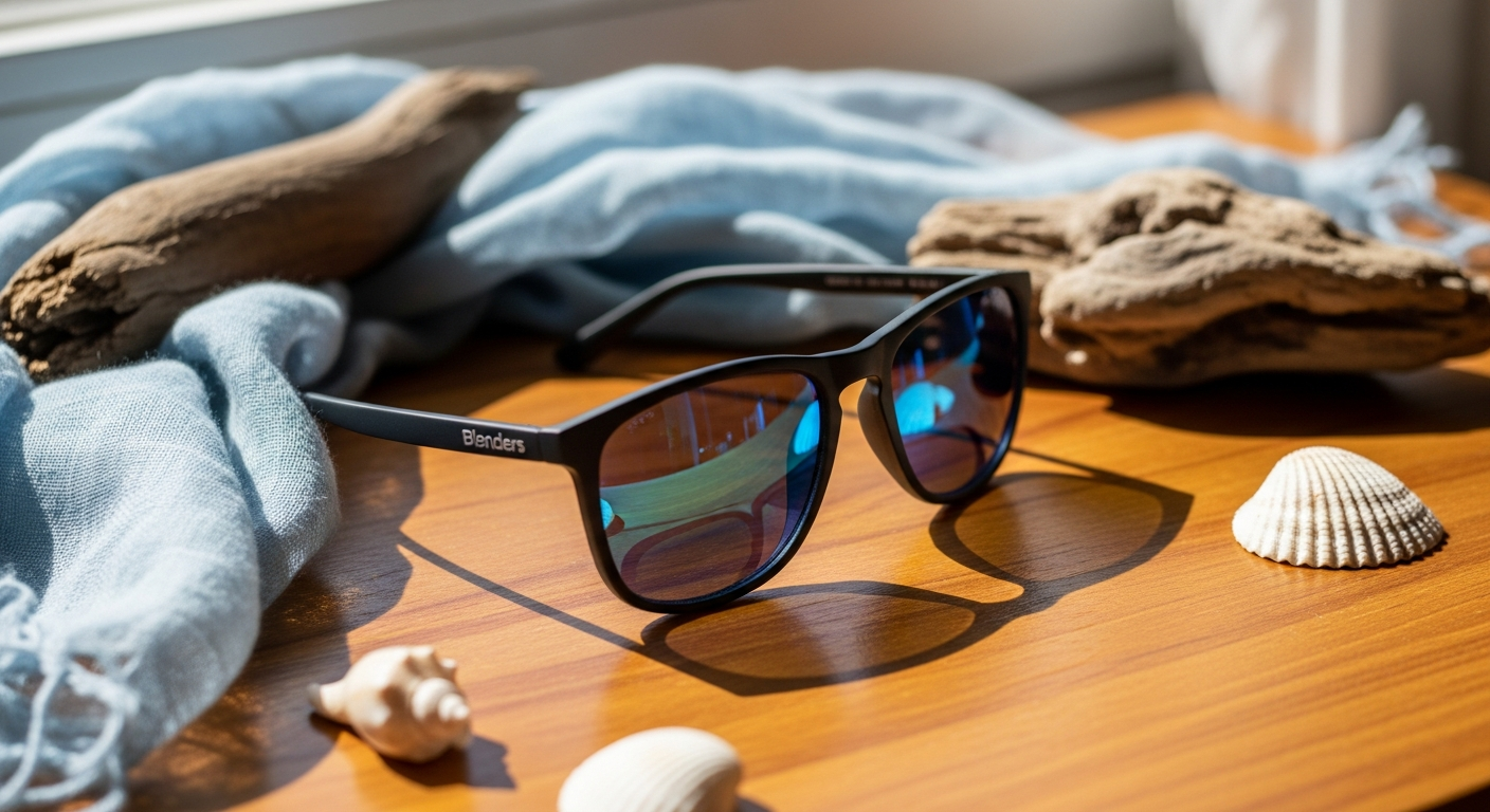 Blenders H Series Pacific Grace sunglasses with crystal blue frame and rose gold mirrored polarized lenses displayed on white background