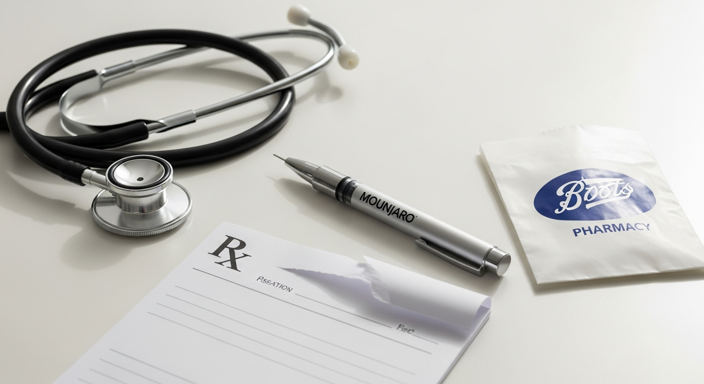 Mounjaro weight loss injection pen with measurement markings displayed on clinical background