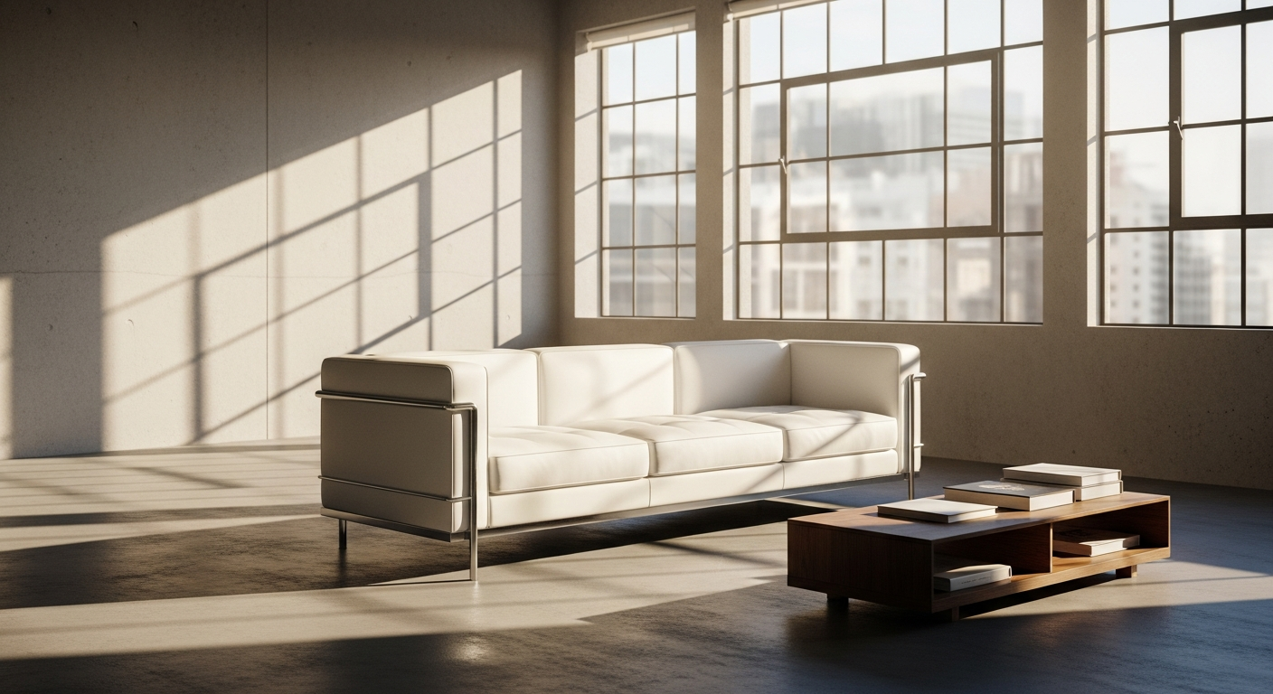 Cassina LC2 Grand Confort Sofa with polished chrome frame and premium upholstery in modern interior setting