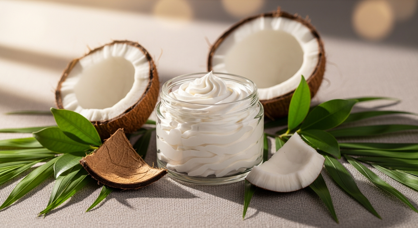 Bubbsi Whipped Coconut Oil Body Cream jar with organic ingredients displayed on white background
