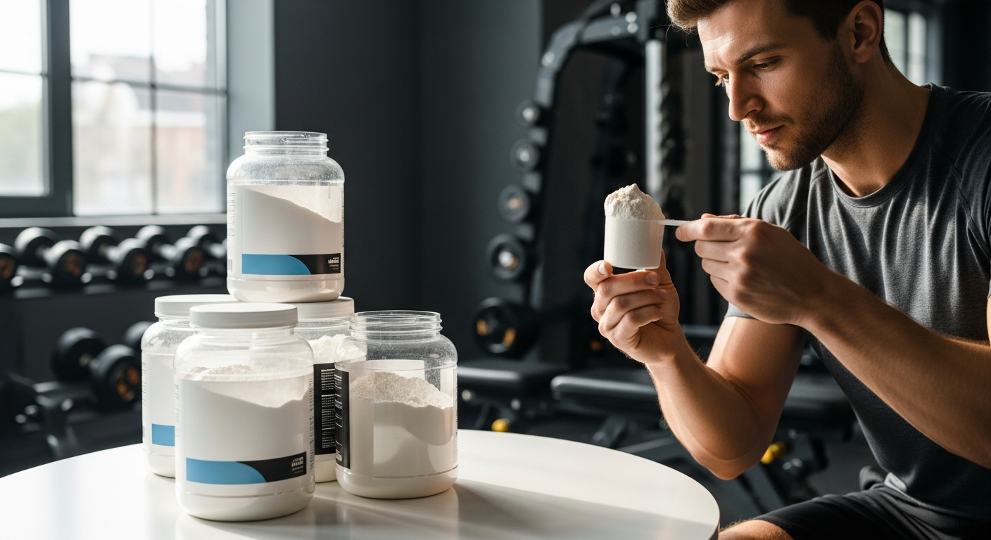 Bulk Pure Whey Protein Powder container with vanilla flavor displayed on white background