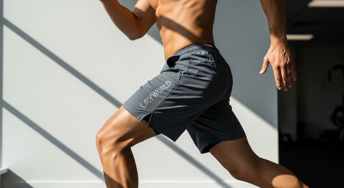 DRYWORLD Core D Performance Shorts displaying stretchy secure lining and lightweight construction for athletic training