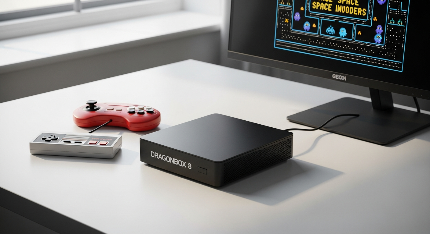 DragonBox 8 premium mini-PC compact gaming device with modern design and connectivity ports
