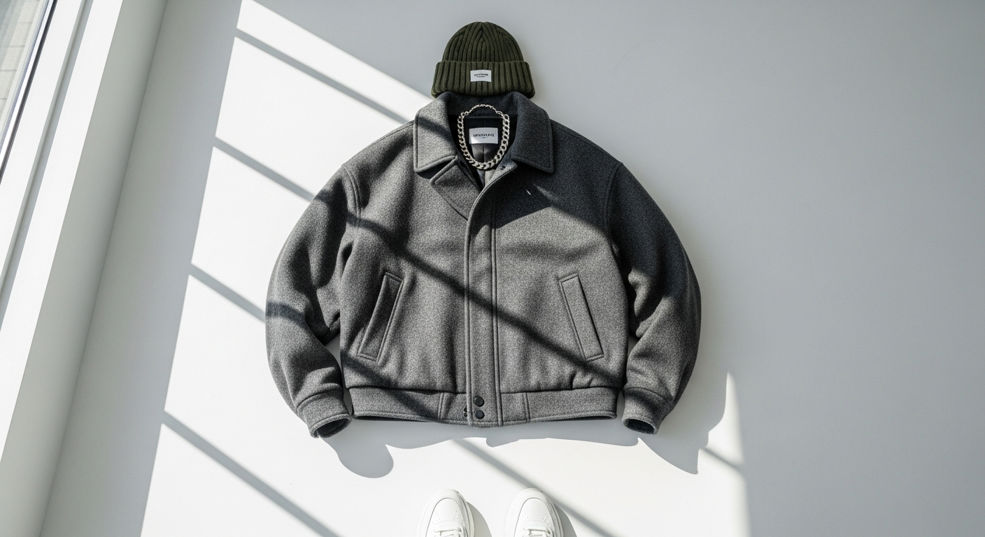 Premium EFE Heritage Wool Jacket displayed on neutral background showcasing luxury streetwear design