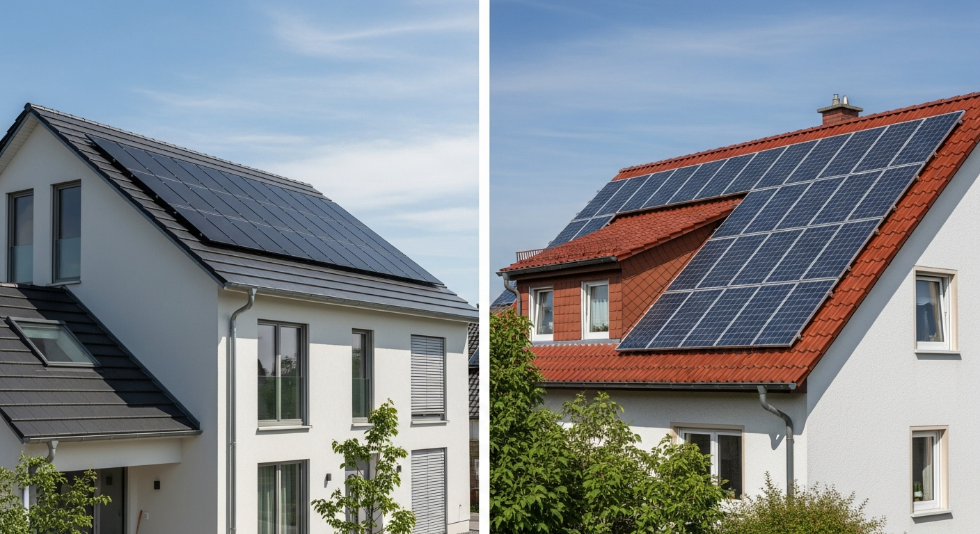 Enpal integrated solar panel system with battery storage and EV charging wallbox installed on German residential rooftop