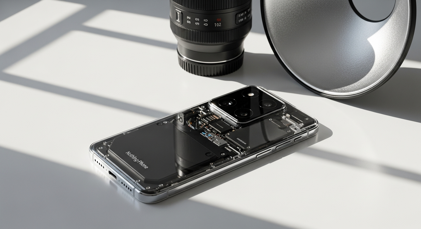 Nothing Phone (4a) Pro smartphone displaying Glyph Matrix LED design and 144Hz AMOLED display