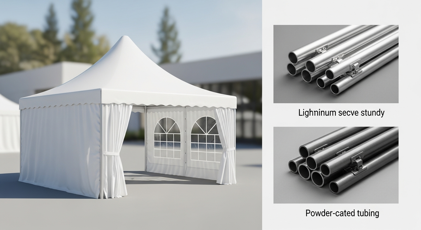 Interouge 3x3m folding event tent with aluminum frame displayed at outdoor event venue