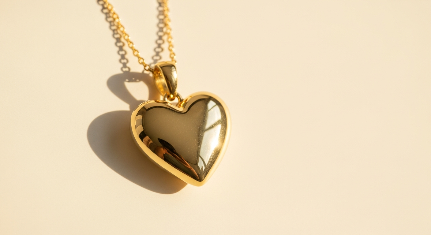 Jane Win LOVE Full-Heart Pendant Necklace in sterling silver and 14k gold plating displayed on elegant chain