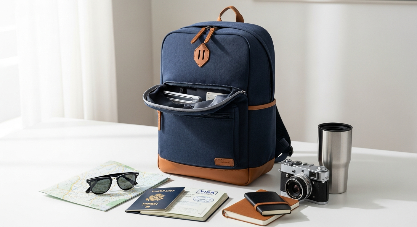 Kapten and Son Bergen minimalist backpack in all black displayed against neutral background