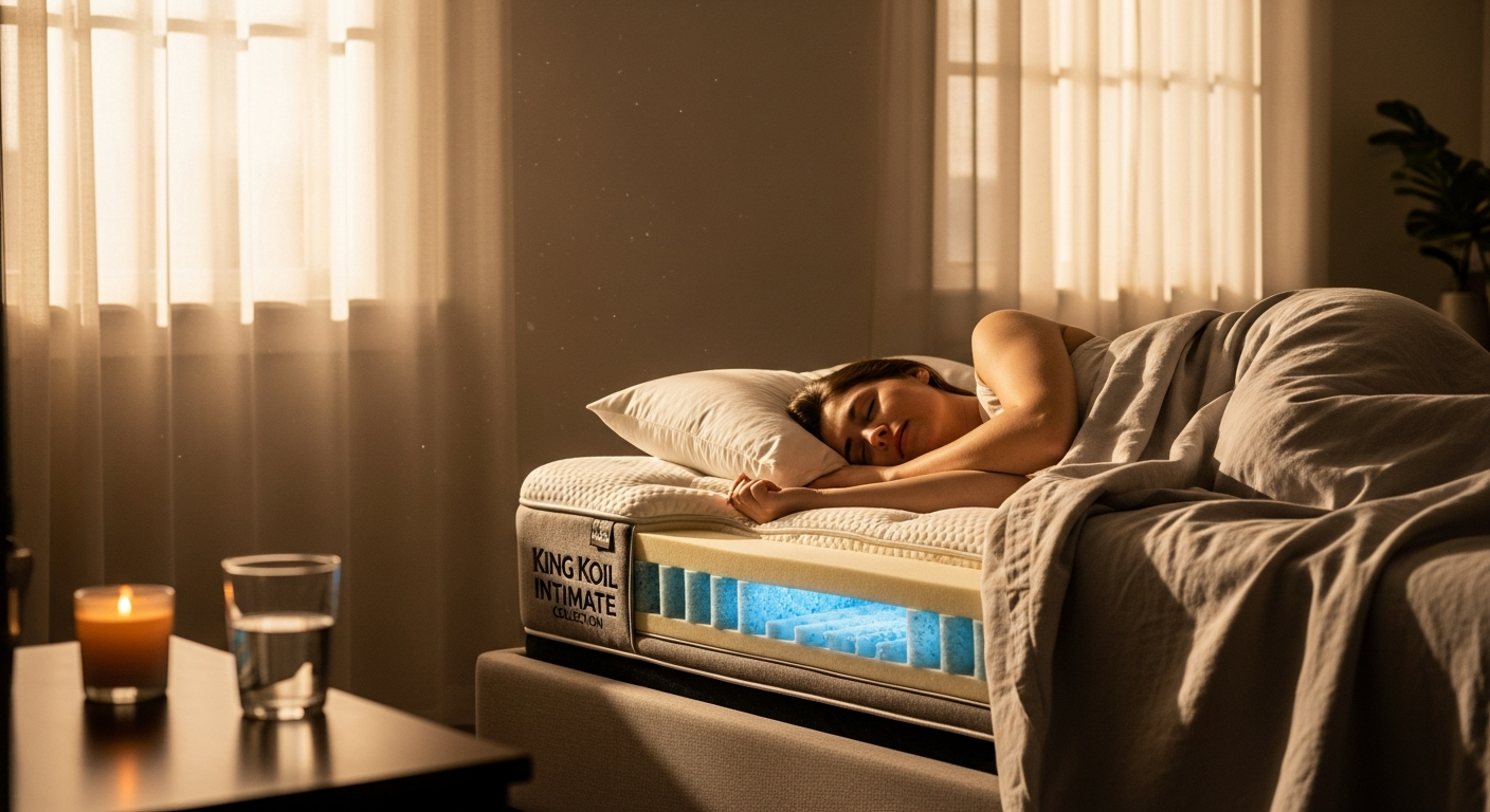 King Koil Intimate Collection Mattress with cooling technology and luxury materials displayed