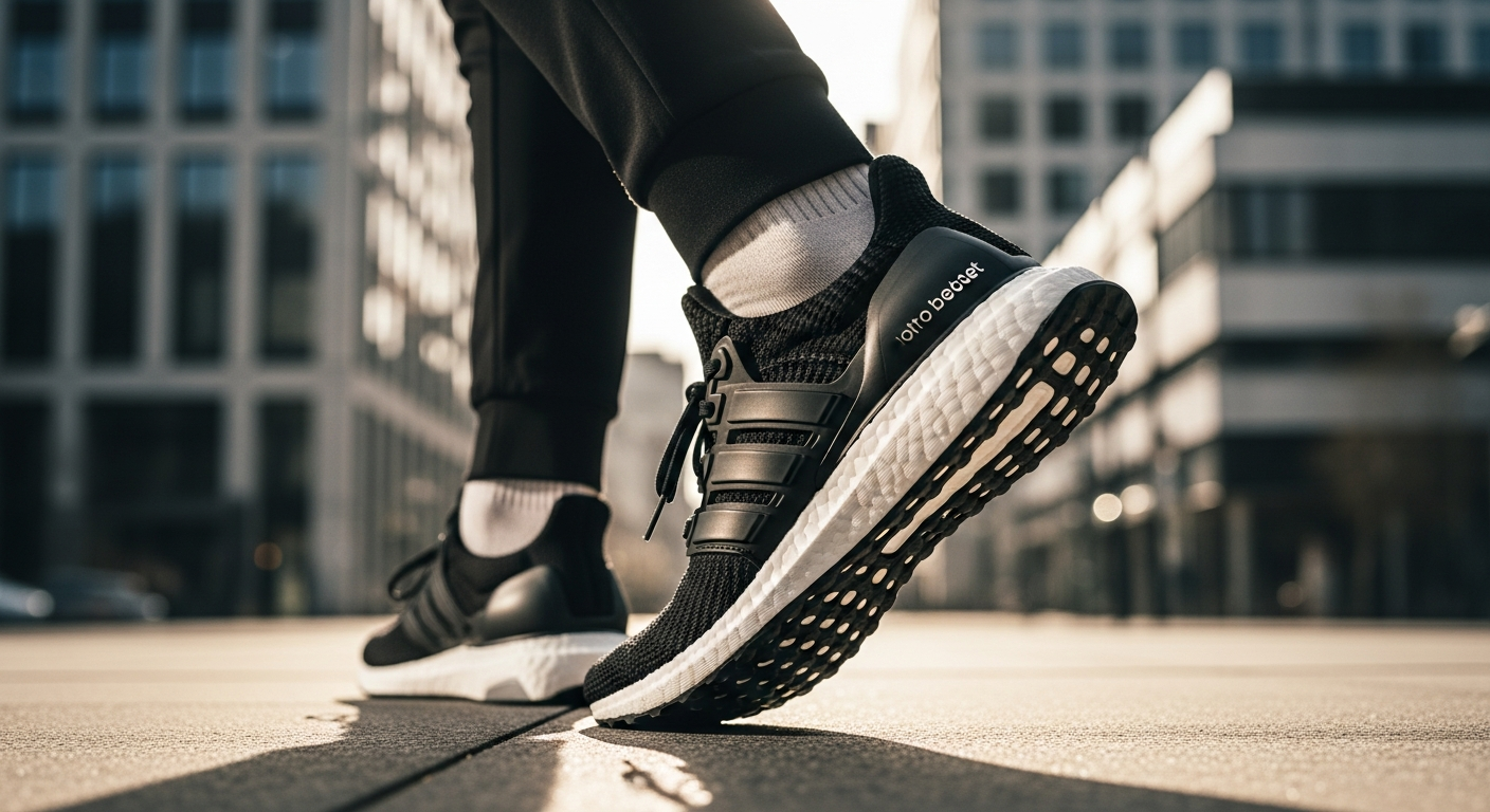 Adidas UltraBoost Performance Running Shoe displayed on white background showing Boost midsole and Primeknit upper design