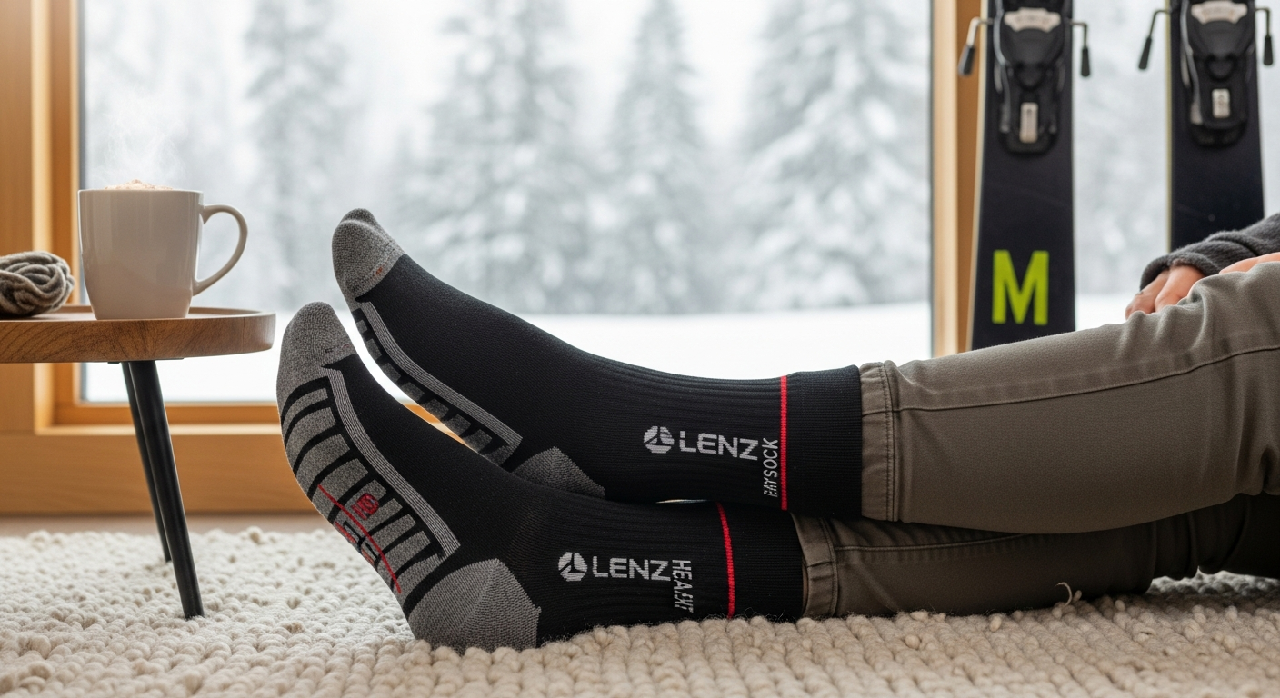Lenz Heat Sock 5.1 Toe Cap heated socks with dual-zone heating technology and app control display