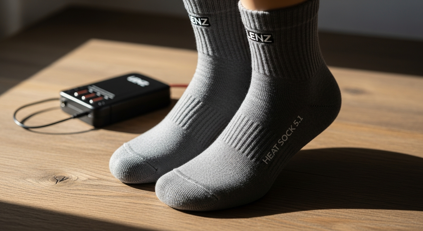 Lenz Heat Sock 5.1 Toe Cap heated socks with battery pack and smartphone app control for winter warmth
