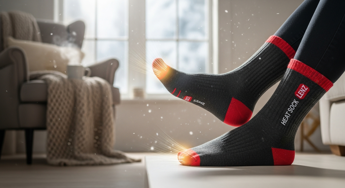 Lenz Heat Sock 6.1 Toe Cap heated socks with integrated heating elements and battery pack system