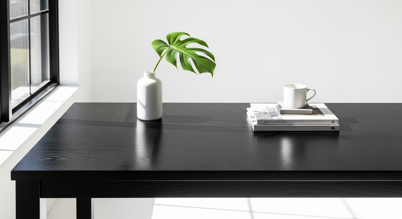 Littlefair's Black Ebony Wood Stain applied to wooden furniture creating a rich, dramatic dark finish