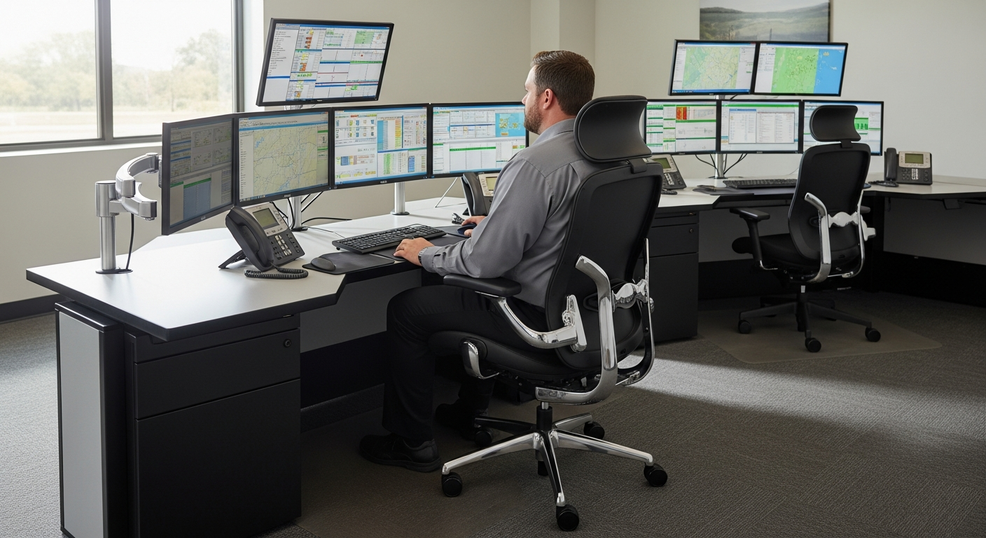 OFM 247 Big and Tall heavy-duty office chair in dispatch center environment