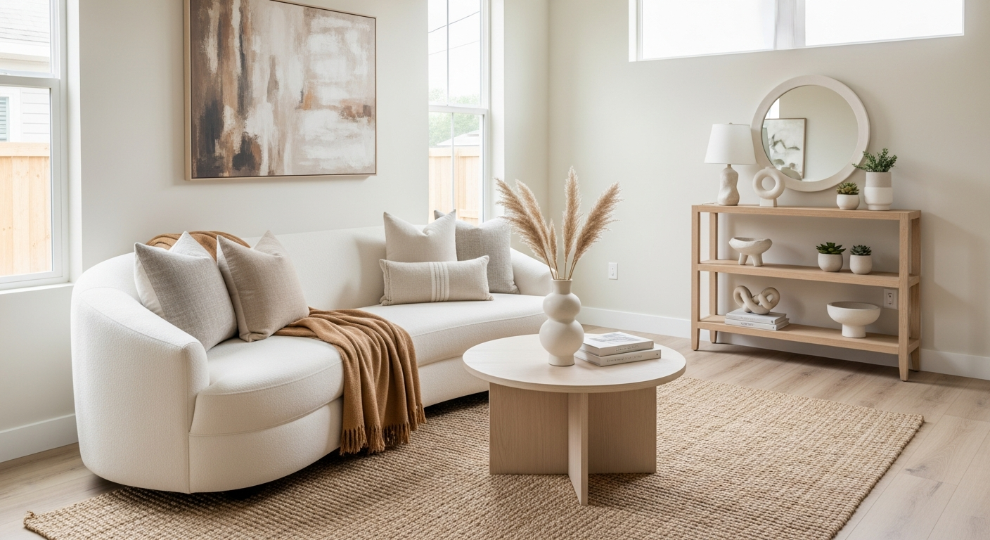 Lasha Off White Curved Sofa sculptural design statement piece modern living room furniture