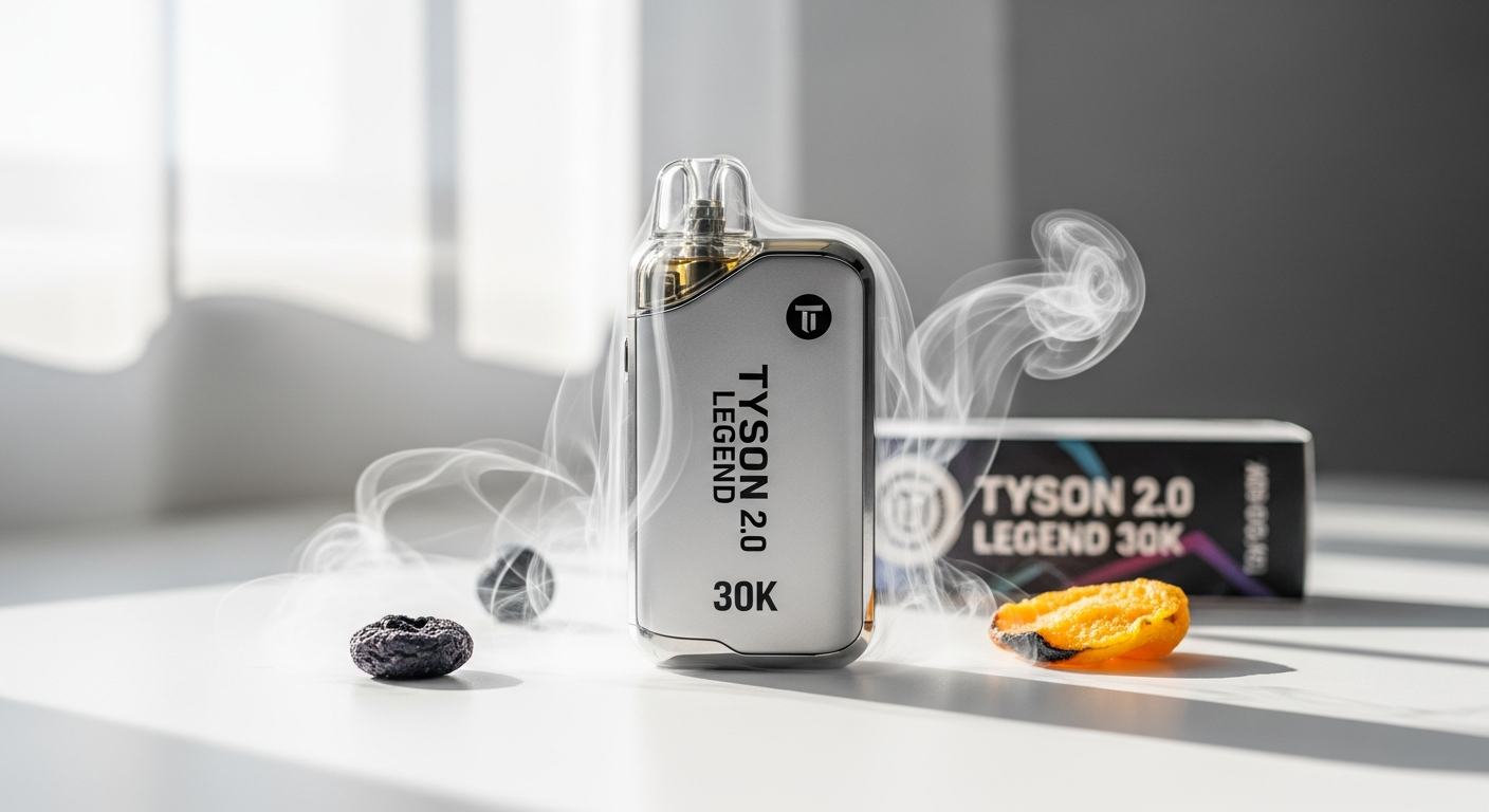 Tyson 2.0 Legend 30K disposable vape device with curved LCD display and USB-C charging port