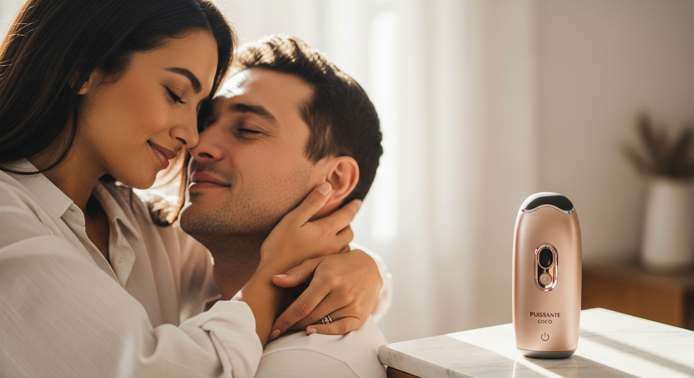 Puissante Coco dual-stimulation clitoral vibrator with foldable design and control buttons displayed