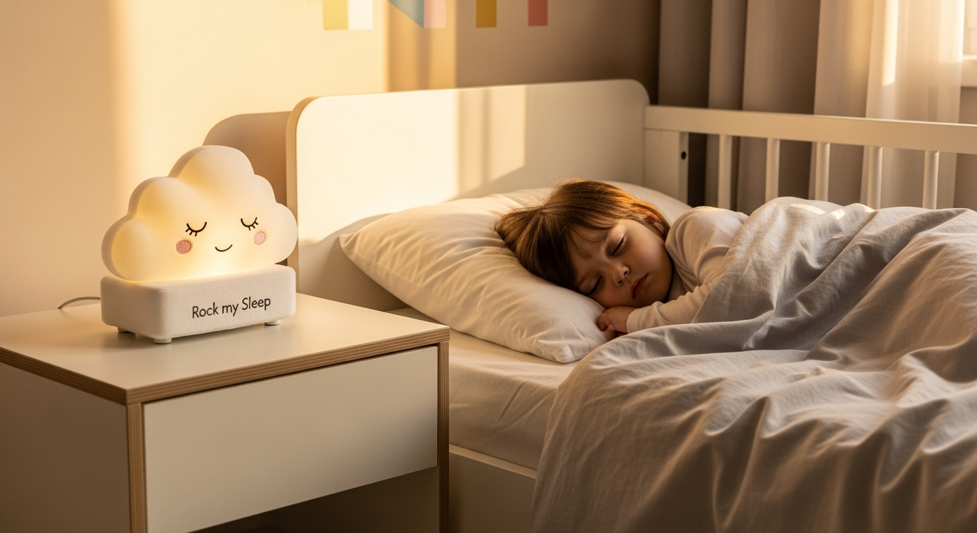 Rock my Sleep Personalized Plush Music Box with customizable music player and soft animal design for children's bedtime routines