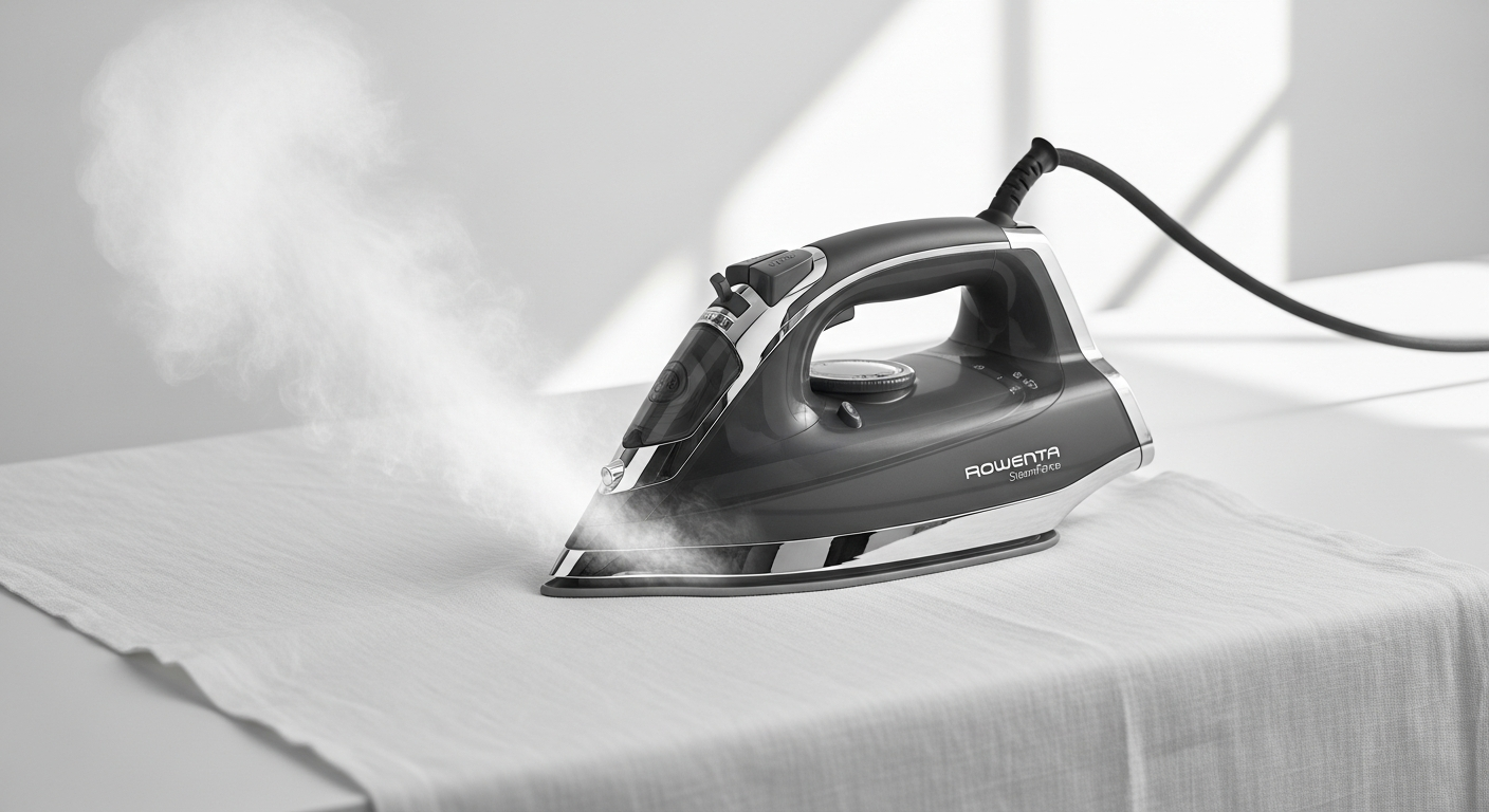Rowenta SteamForce Iron with micro-hole soleplate and steam burst capability for professional wrinkle removal