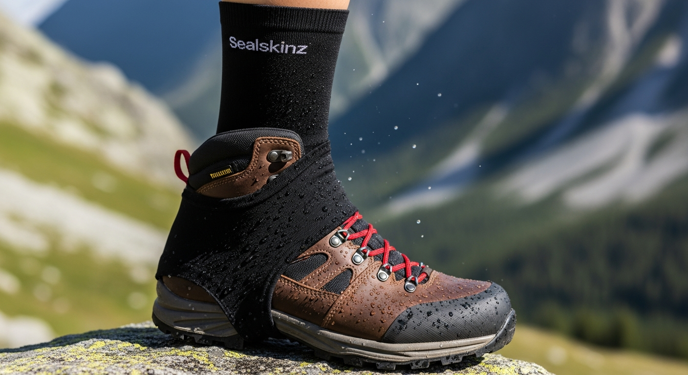 Sealskinz waterproof mid-length sock displaying three-layer construction and military-grade engineering design