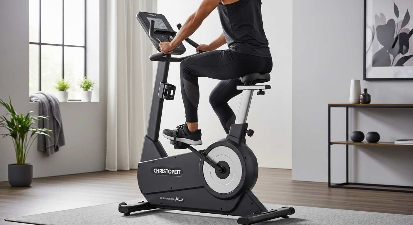 Christopeit AL2 stationary exercise bike with magnetic resistance system and digital display