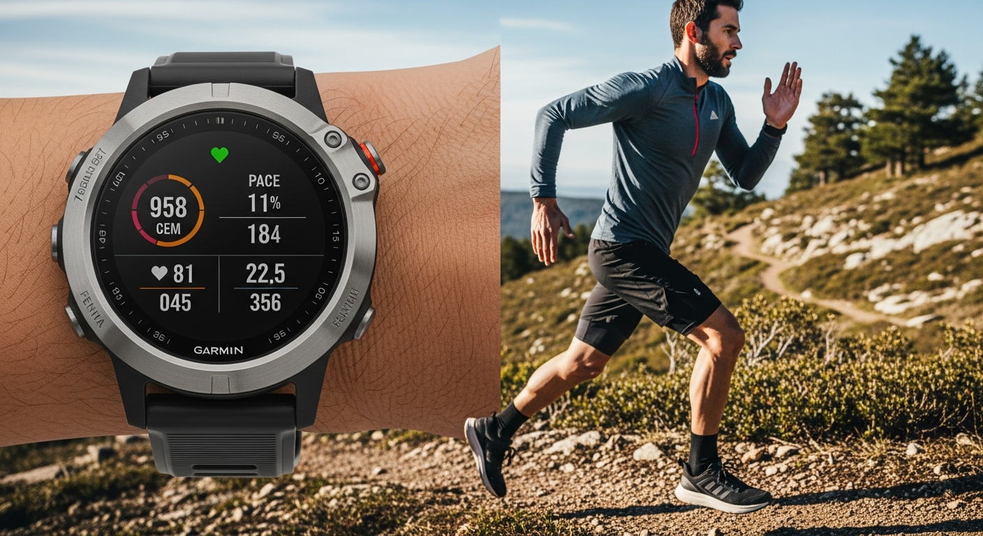 Garmin Fenix 8 Pro multisport GPS smartwatch displaying training metrics on AMOLED screen