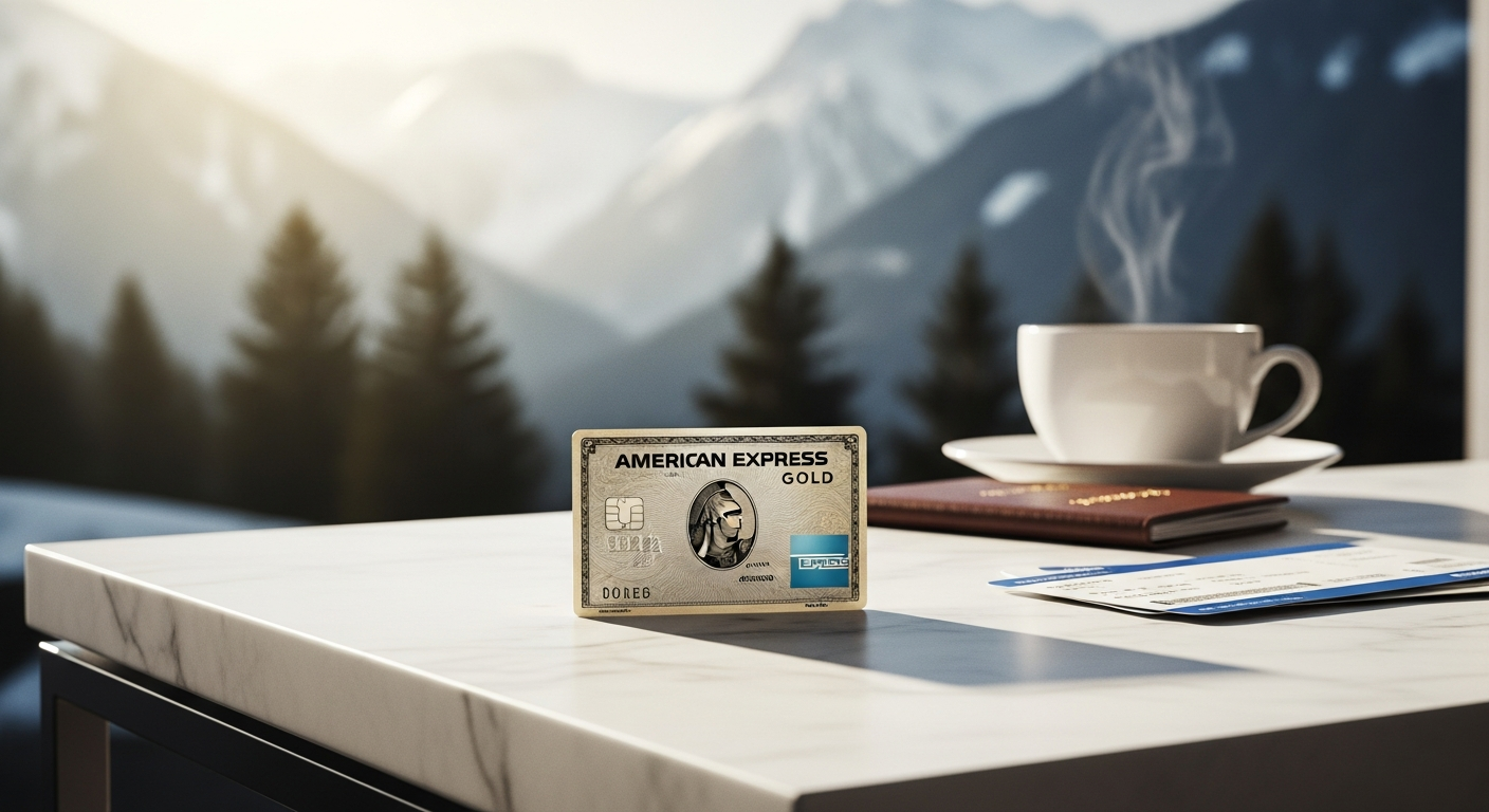 American Express Gold Card showing premium design with Austria benefits overview 2025