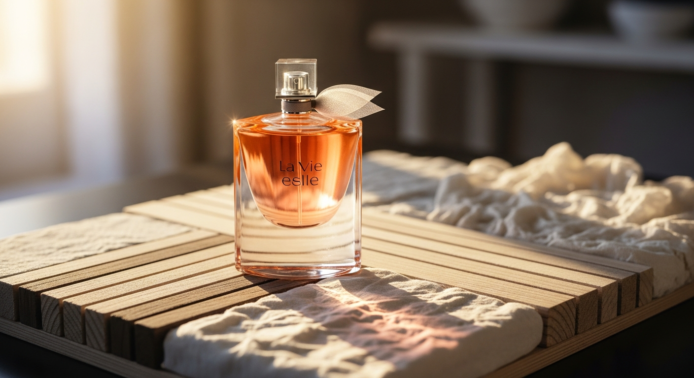 Elegant Lancôme La Vie Est Belle Eau de Parfum bottle with refillable design and crystal smile aesthetic