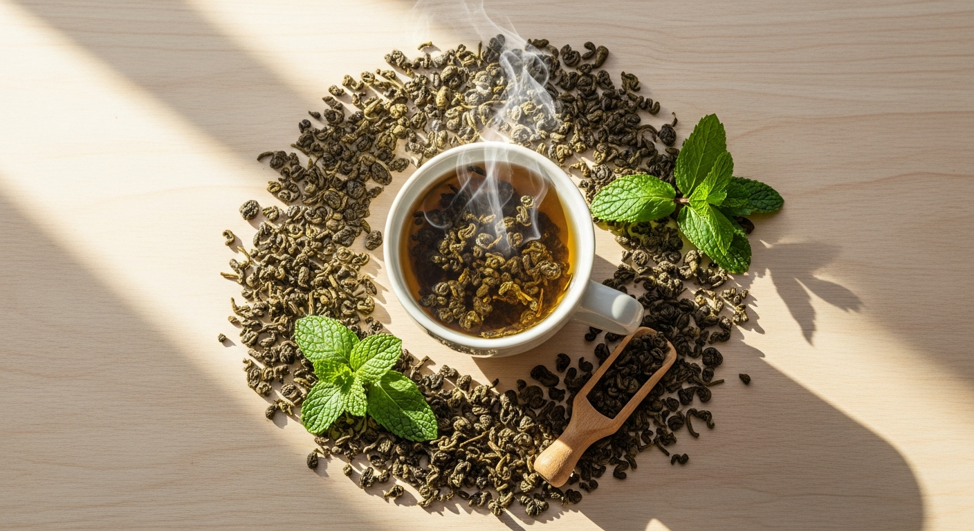 Bio China Gunpowder Grüner Tee organic green tea pellets in traditional Chinese tea preparation
