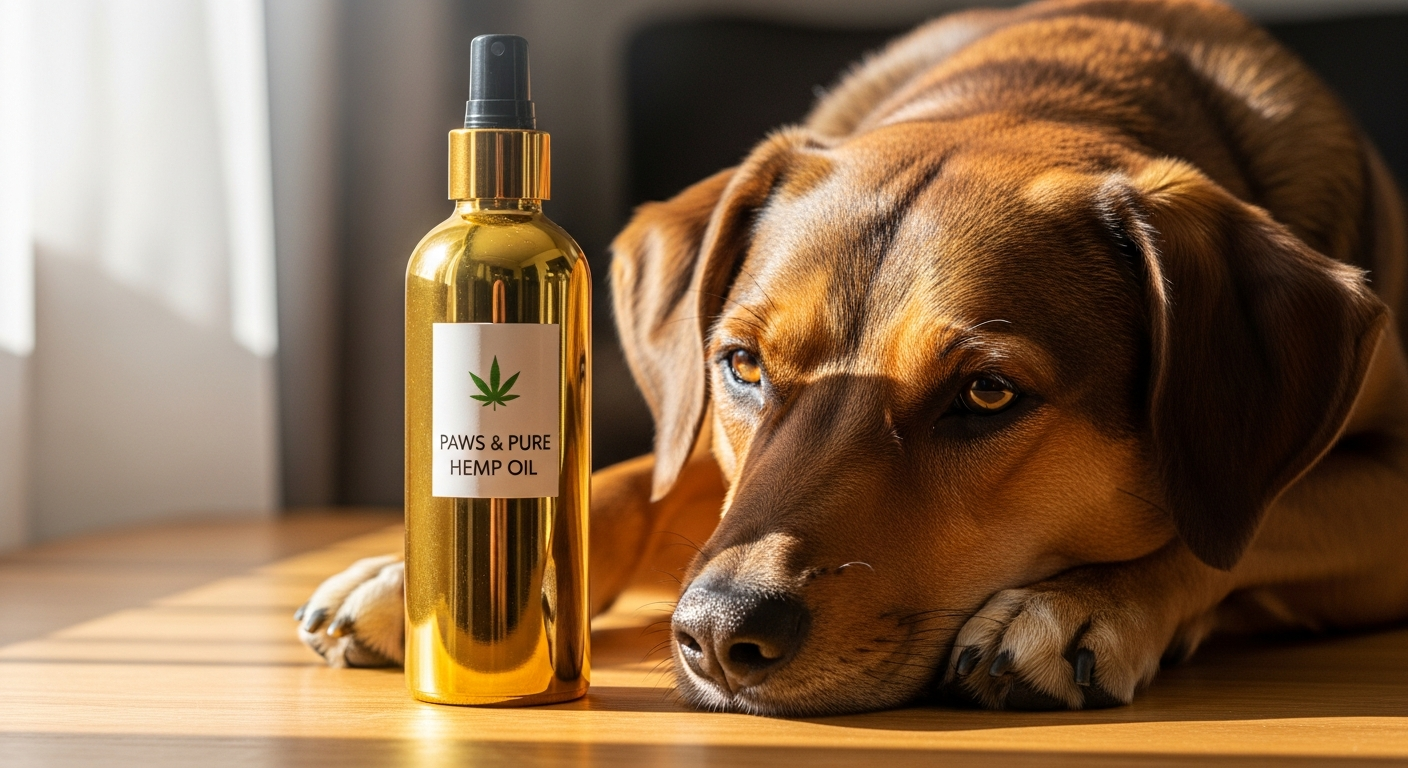 Animigo UK 100% Pure Hemp Oil bottle for dogs with natural hemp extract and omega fatty acids