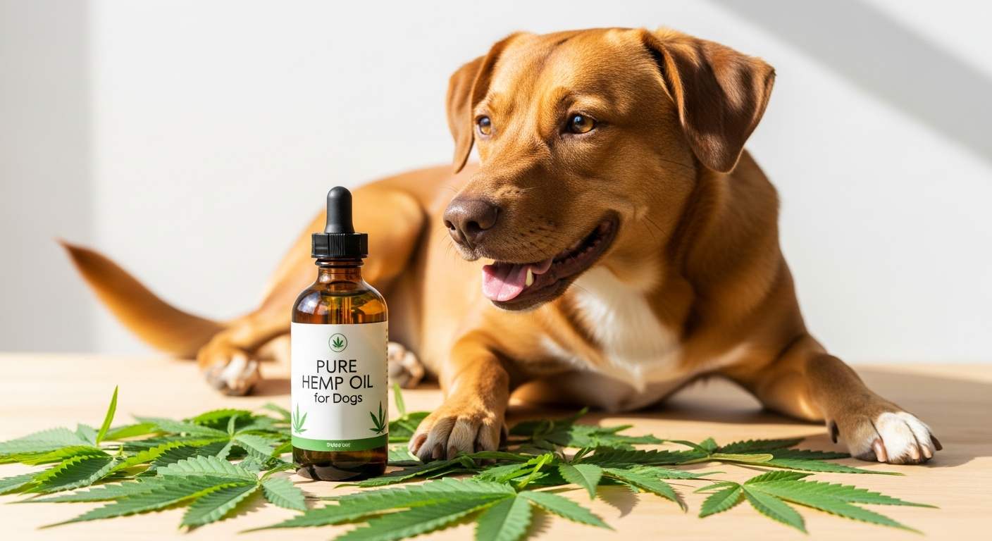 Animigo UK 100% pure hemp oil bottle for dogs with omega fatty acids for mobility and skin health
