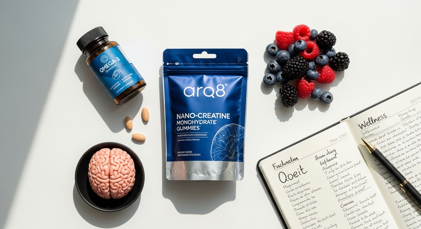 Arq8 Nano-Creatine Monohydrate Gummies bottle with FullDissolve technology displayed
