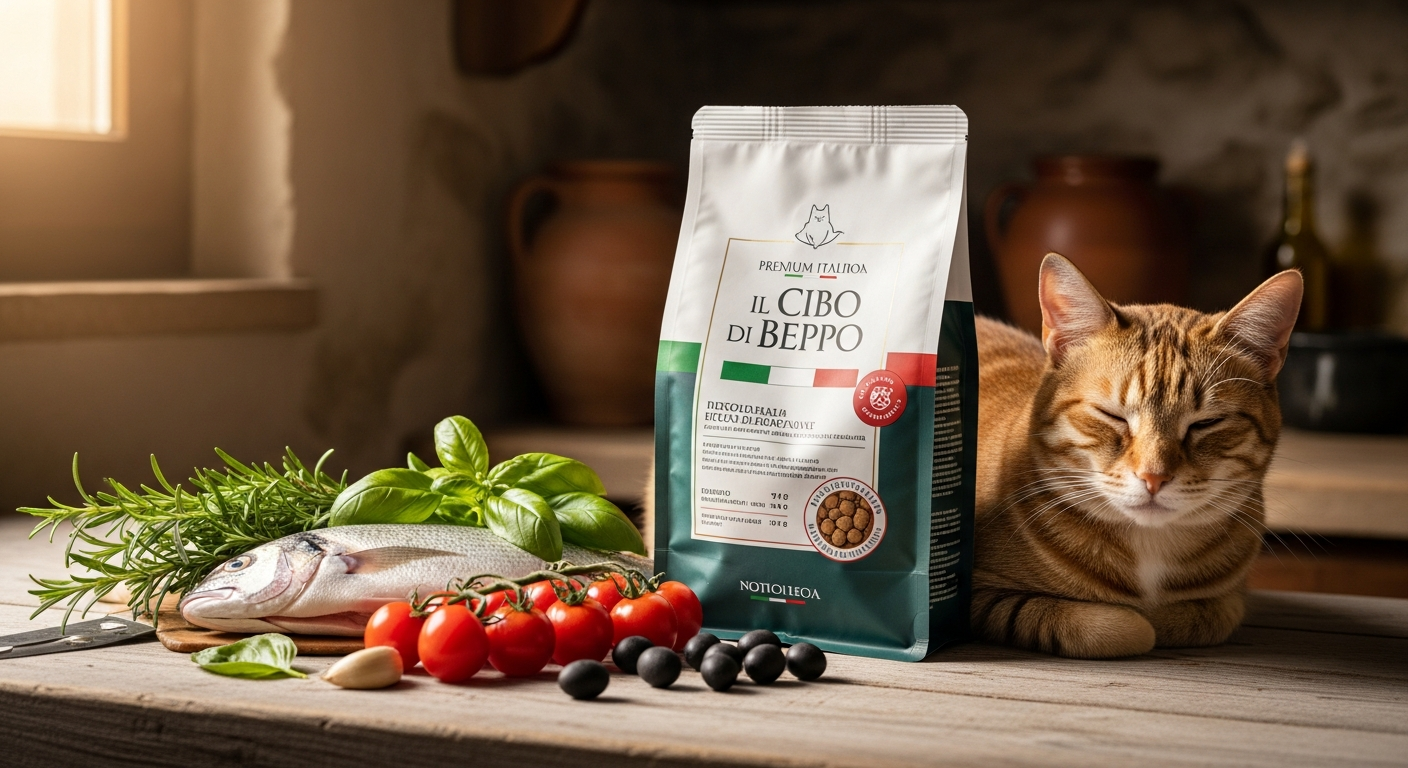 Premium Italian cat food brand Il Cibo di Beppo with human-grade ingredients for feline health