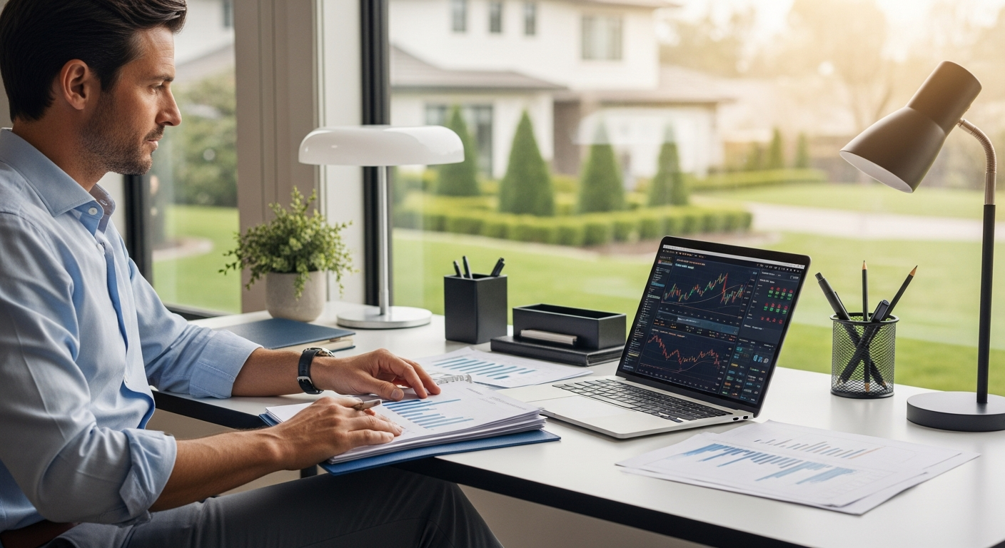 Homeowner reviewing secured loan options on laptop with property equity documents
