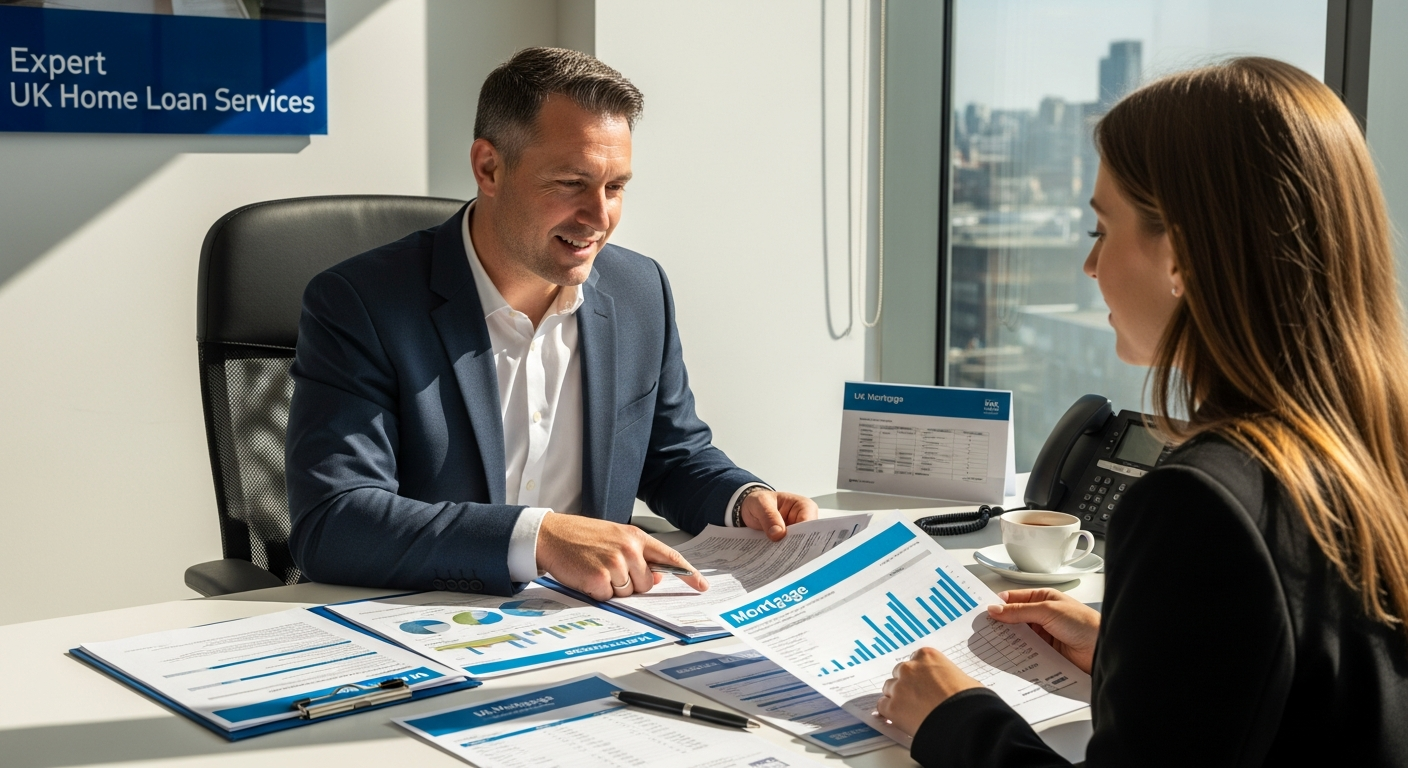 UK secured homeowner loans broker comparing rates and documents on desk