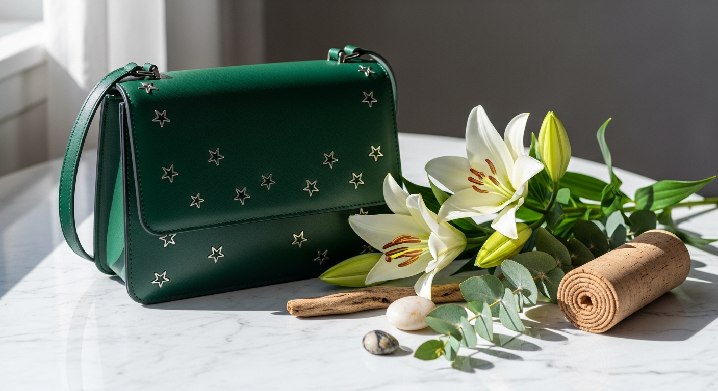 Nova Star Studded Vegan Handbag in black and gold with celestial-inspired design and premium hardware details