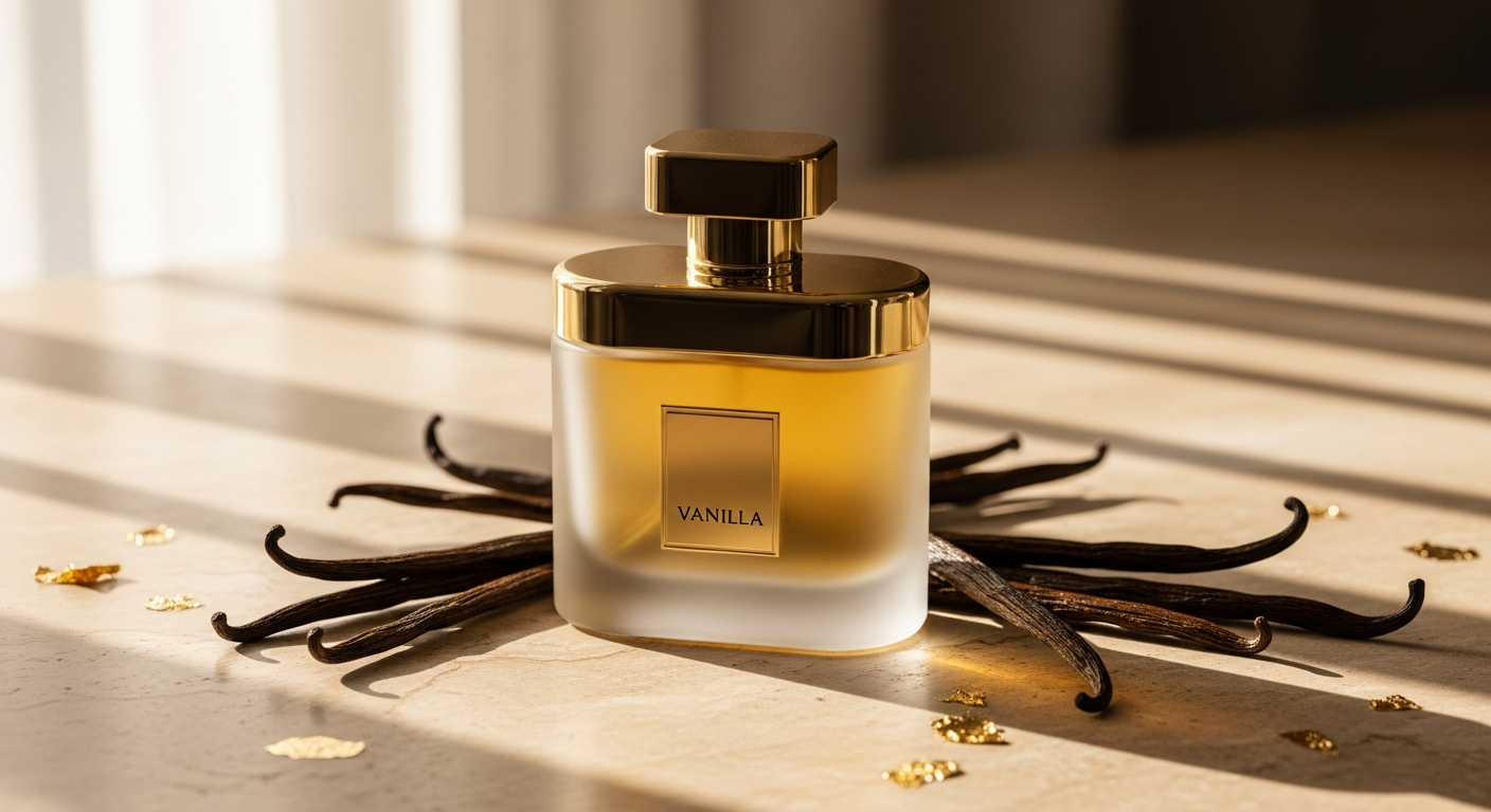 Elegant bottle of L'Or de Vanille Eau de Parfum luxury vanilla fragrance